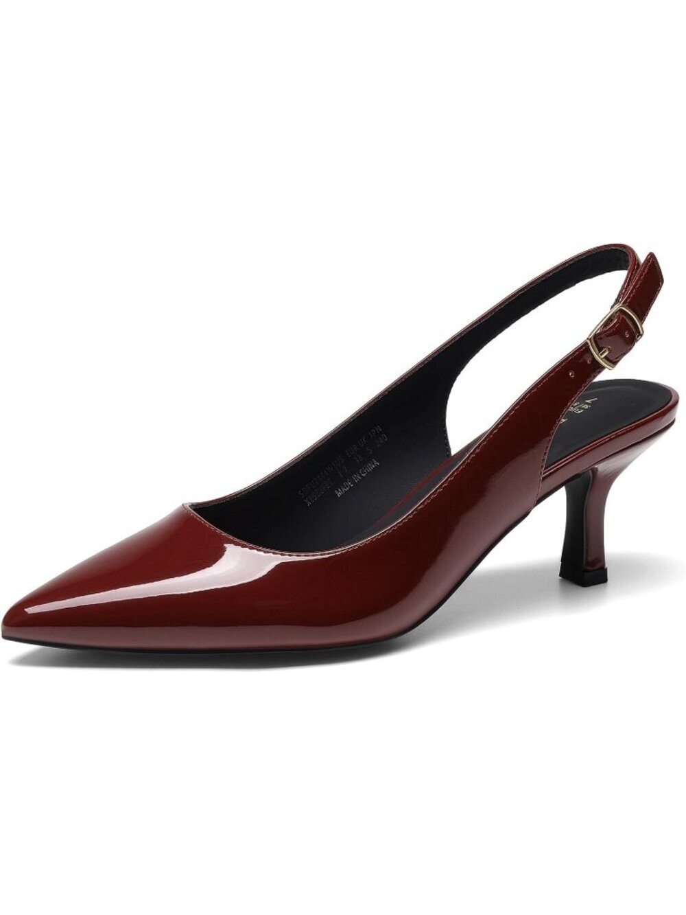 Women's Burgundy Kitten Heel Slingback Closed Pointed Toe Low Casual Pumps Shoes
